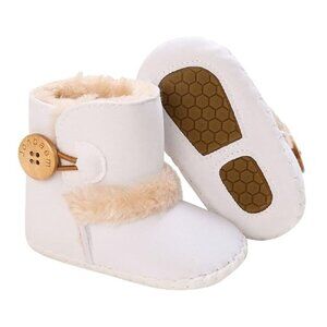 Jonbaem Newborn Baby Boys Girls Snow Winter Boots  White